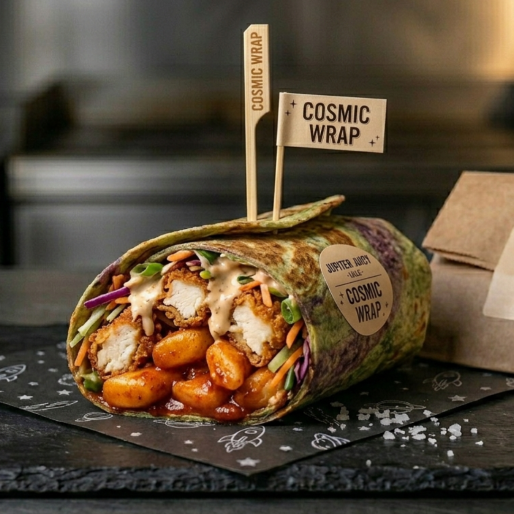 Cosmic Wrap poulet croustillant sauce asiatique – Jupiter Juicy Galactosnack food truck Lille