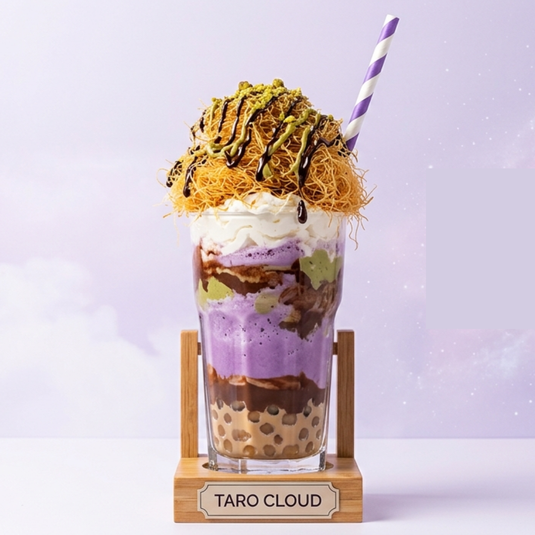 Taro Cloud frappé taro violet lait de coco billes tapioca chantilly – Jupiter Juicy food truck Lille